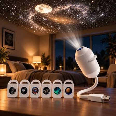 HD Smart Dynamic 3D Holographic Night Light Projector 2-IN-1 360° Adjustable Galaxy & Ocean Projector for Bedroom Ceiling