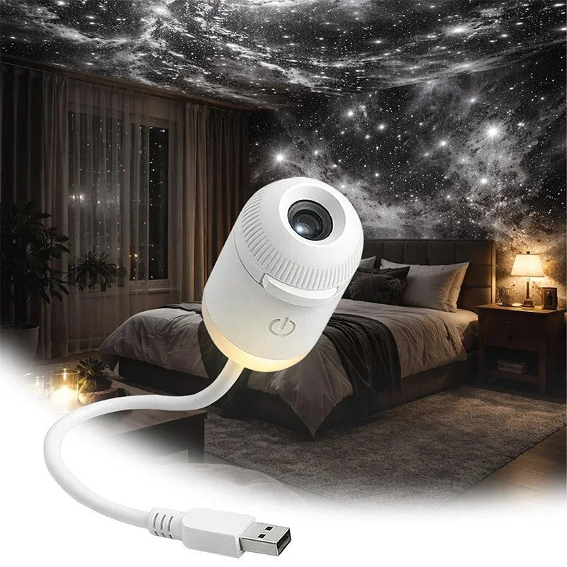 HD Smart Dynamic 3D Holographic Night Light Projector 2-IN-1 360° Adjustable Galaxy & Ocean Projector for Bedroom Ceiling