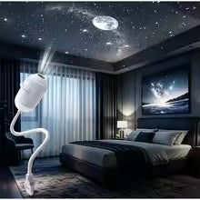 HD Smart Dynamic 3D Holographic Night Light Projector 2-IN-1 360° Adjustable Galaxy & Ocean Projector for Bedroom Ceiling