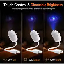 HD Smart Dynamic 3D Holographic Night Light Projector 2-IN-1 360° Adjustable Galaxy & Ocean Projector for Bedroom Ceiling