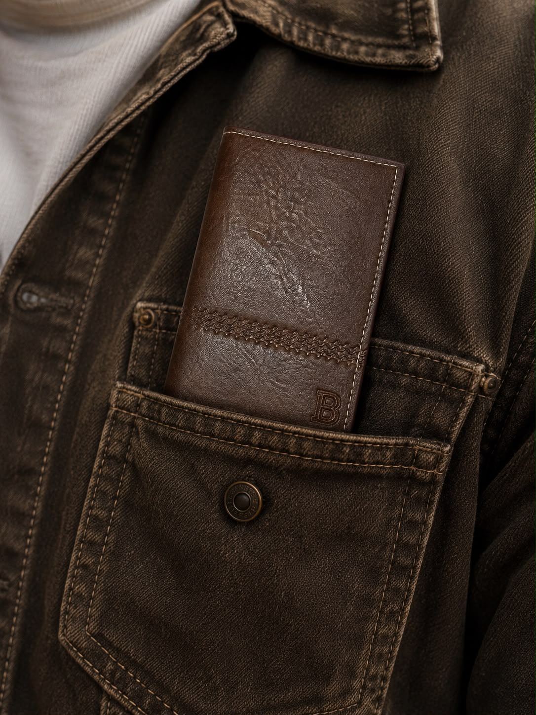 Double Shadow Classic Long Leahter Wallet