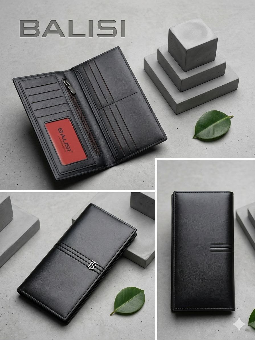TB Bi-Fold Long Leather Wallet