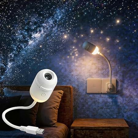 HD Smart Dynamic 3D Holographic Night Light Projector 2-IN-1 360° Adjustable Galaxy & Ocean Projector for Bedroom Ceiling